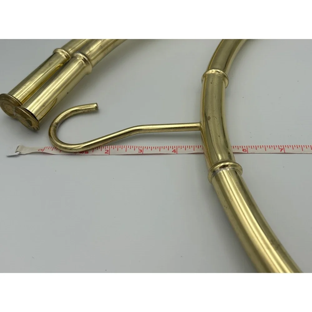 Vintage Brass Faux Bamboo Metal Hangers Set of 3 Hollywood Regency Chinoiserie